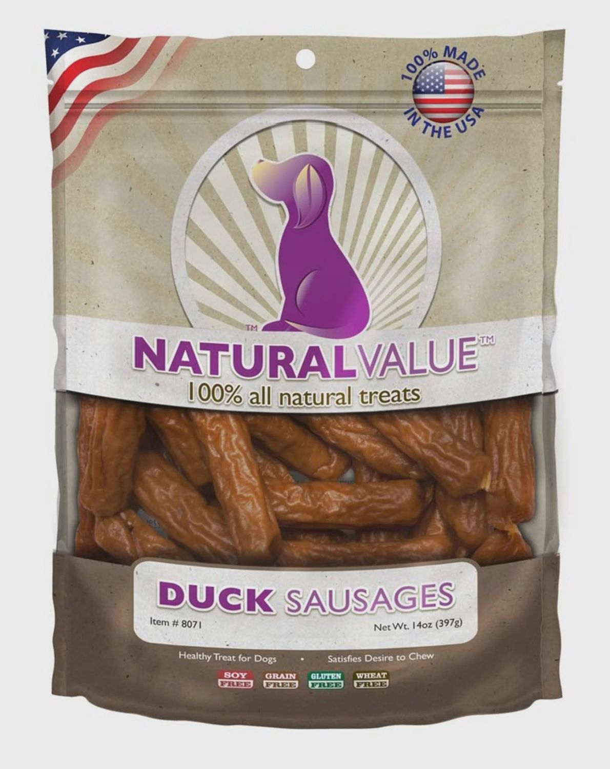 NATURAL VALUE SOFT CHEW DUCK SAUSAGES