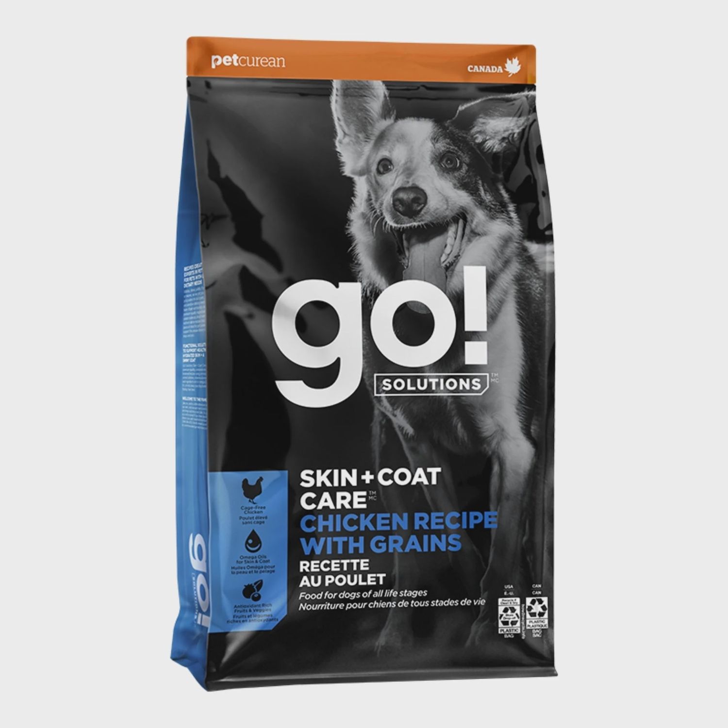 GO! SKIN+COAT CHICKEN &amp; GRAINS 3.5# DOG 1302901 PETCUREAN 6/cs 300/plt