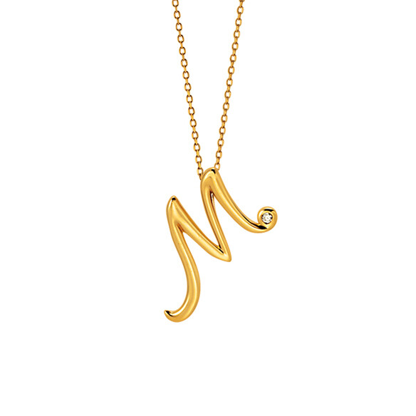 Remember Gold Letter Pendant Necklace &amp; Diamond
