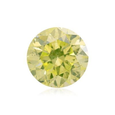 Fresh Citrus Flavor Natural Fancy Intense Yellow Green Round shape Diamond 1.02ct ( SI2, GIA)
