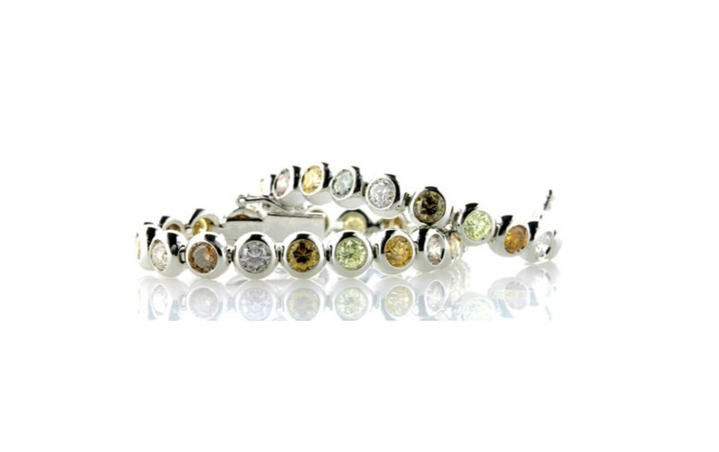 Rainbow Diamond White Gold Bracelet 6.46TCW