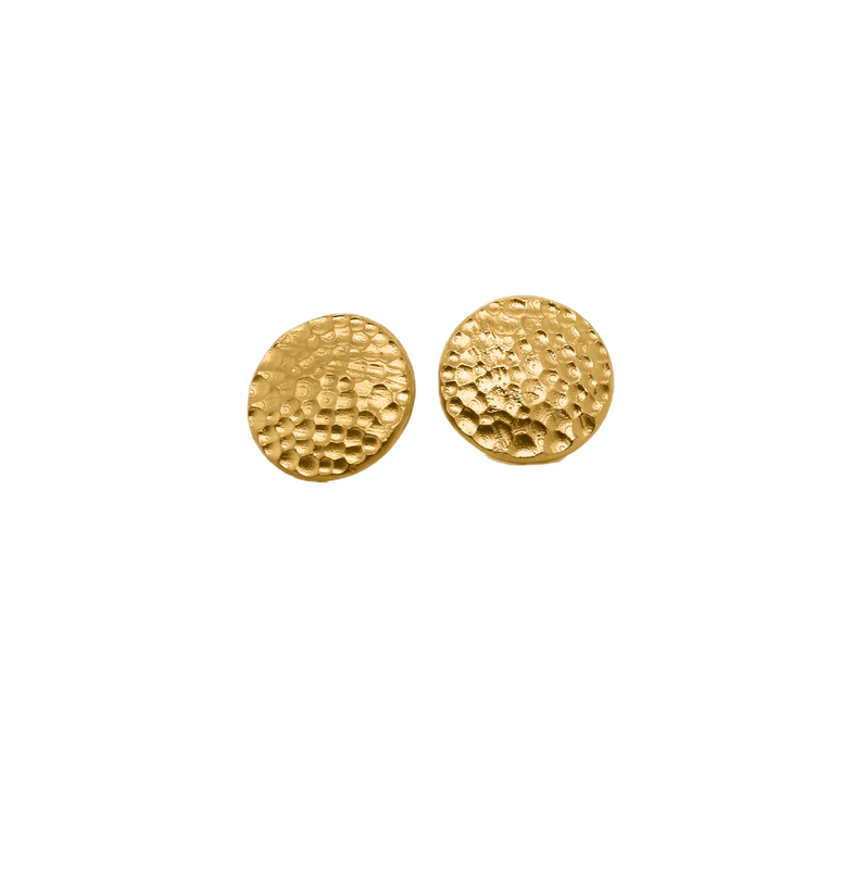 24Kt Gold Hammered Shield Earrings – Bold Texture, Timeless Luxury