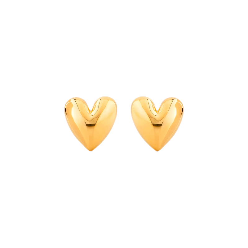 24Kt Gold Sweetheart Earrings – Polished Romance, Pure Gold Elegance