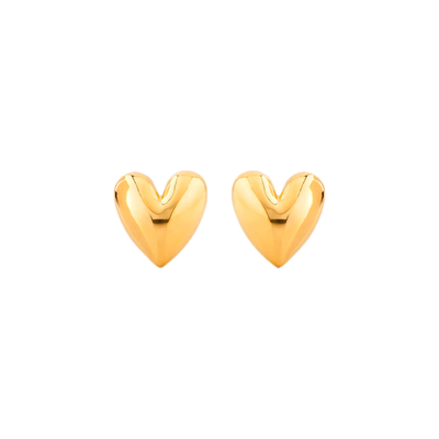 24Kt Gold Sweetheart Earrings – Polished Romance, Pure Gold Elegance