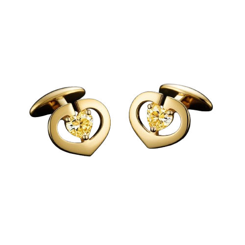 Polished Heart-Shaped Fancy Yellow Gold Cufflinks