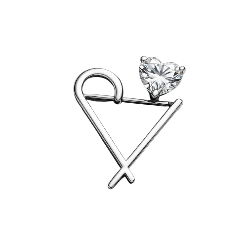 18K Gold Men’s Tie Pin, Brooch &amp; Pendant – Blue Heart Diamond 0.20ct