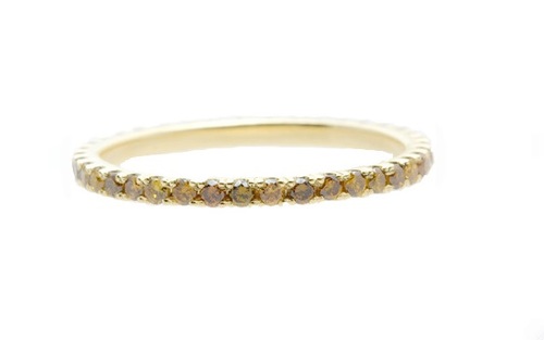 0.35TCW Art Deco Cognac Diamond Yellow Gold Eternity Ring