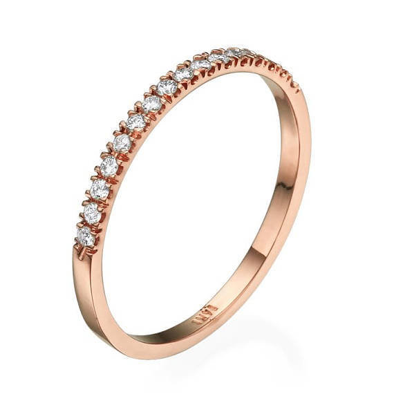 2 Stacking Ring Diamond Band, Wedding Set Ring, Bridal Set Ring, Engagement Ring Set, 18K Gold