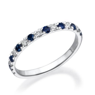 No. 8 Love In Infinity Engagement Diamond Wedding Band with Sapphire 14K 0.38 Carats Ref.2201 - No. 8 Collection