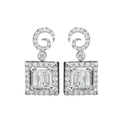Diamond Stud Earrings, 18K White Gold Earring Studs, 0.69 CT Classic Diamond Studs, Gold Studs, Classic Bridal Earrings 白金玄月鑽石耳環 婚禮珠寶 18K 0.69克拉