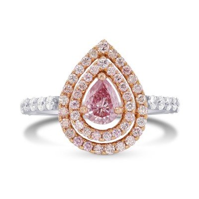 Platinum &amp; Rose Gold Double-Halo Pink Diamond Engagement Ring