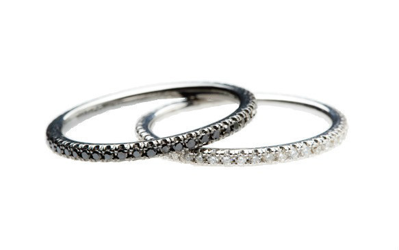 0.35TCW Duo Classic Black Gold Diamond Eternity Ring Set