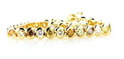 Rainbow Diamond Yellow Gold Bracelet 6.46TCW 彩虹鑽石黃金手鍊