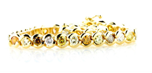 Rainbow Diamond Yellow Gold Bracelet 6.46TCW