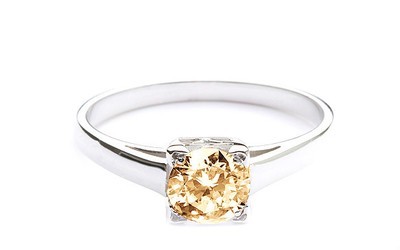 0.80CTW Natural Champagne Diamond White Gold Promise Ring 浪漫天然香檳彩鑽 白金定情戒