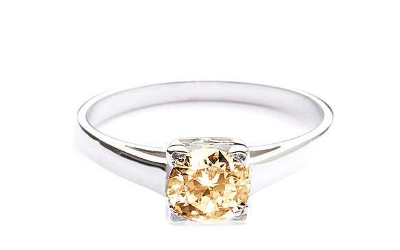 0.80CTW Natural Champagne Diamond White Gold Promise Ring
