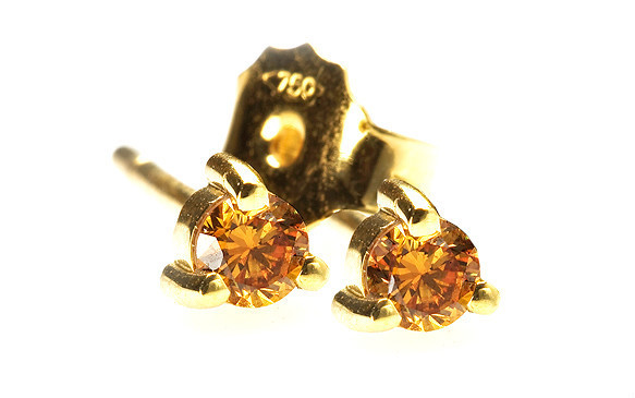 0.20TCW Natural Cognac Diamonds in Yellow Gold Prong-Set Earrings