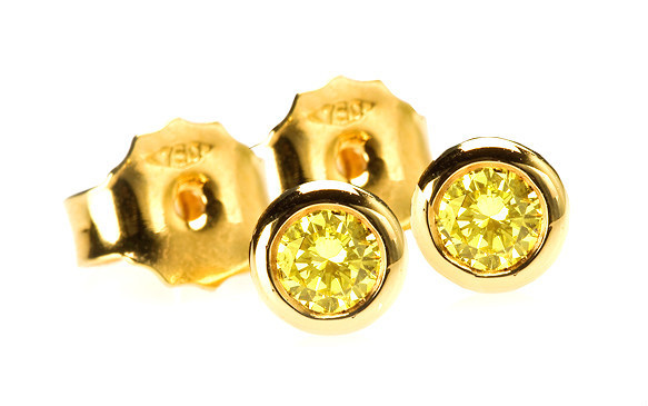 0.20TCW Natural Cognac Diamonds in Yellow Gold Prong-Set Earrings 天然干邑彩鑽黃金耳環