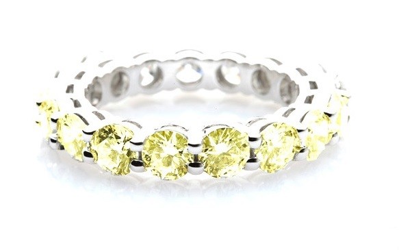 2.55TCW Chic Endless Love White Gold Fancy Yellow Diamond Eternity Band