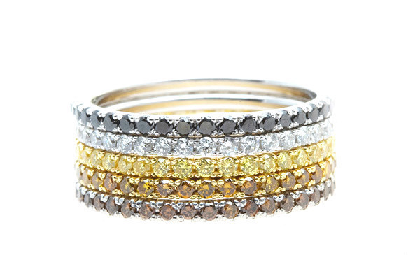 1.75TCW Blazing Five Color Natural Fancy Diamond Eternity Bands