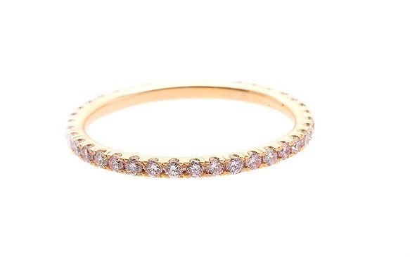 0.35TCW Art Deco Natural Pink Diamonds Rose Gold Eternal Band