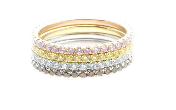 1.4TCW Art Deco Set of Four Diamond Eternity Rings