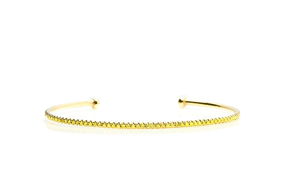 Vivid Yellow Fancy Yellow Gold Cuff Bracelet 1.0TCW 絢彩天然黃鑽黃金手鐲