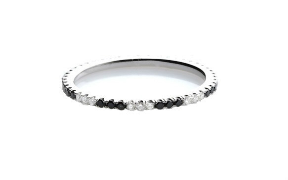 0.35TCW Art Deco Black &amp; White Diamond Eternity Ring White Gold