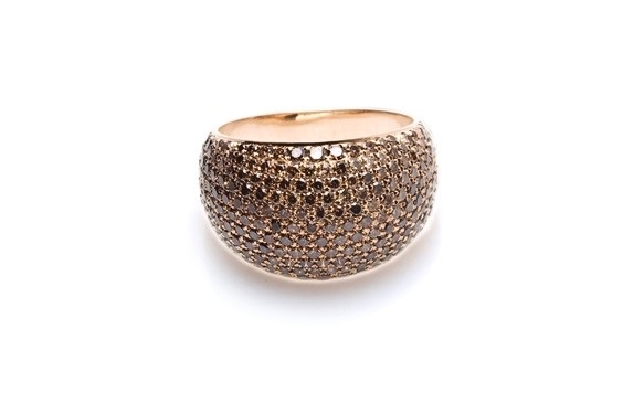 &lt; Superb Romantic &gt; White gold, Pavé-set with 3.otcw Natural Cognac Fancy Diamonds, Promise Ring
