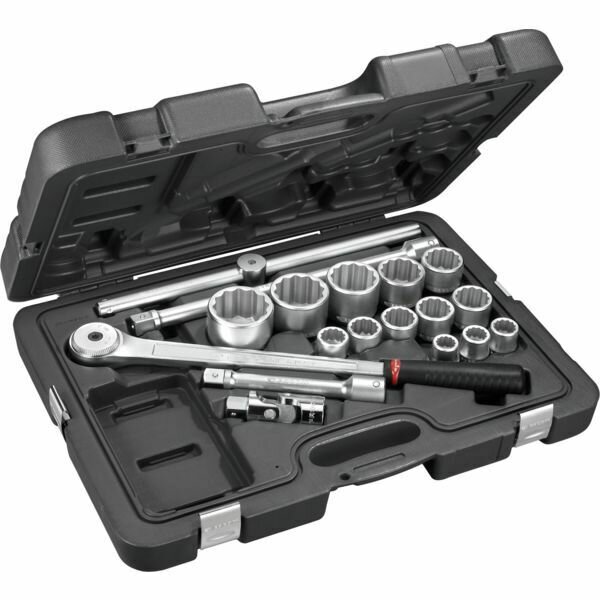 CLIQUET ET DOUILLES 3/4&quot; - COFFRET DE 18 PIÈCES KL.500PB
