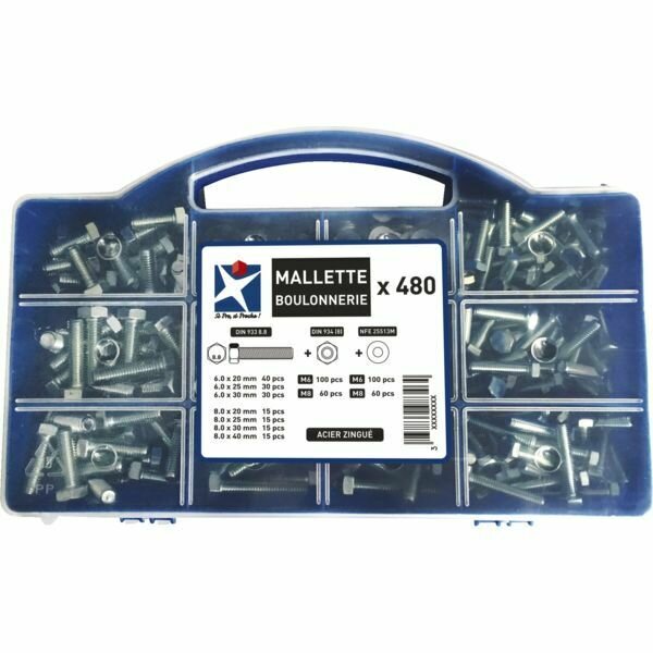 COFFRET BOULONNERIE, 480 PIÈCES