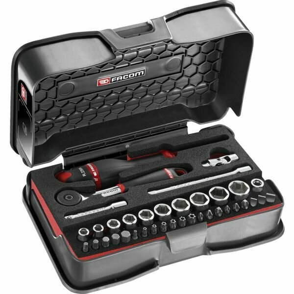 CLIQUET ET DOUILLES 1/4&quot; - COFFRET DE 37 PIÈCES R.161-6M6PB