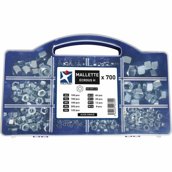 COFFRET ÉCROU HEXAGONAL, 700 PIÈCES