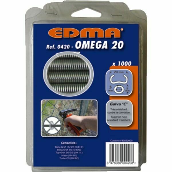 AGRAFES OMEGA 20 - GALVA PLASTIFIÉ GRIS - 200 PIÈCES
