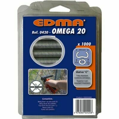 AGRAFES OMEGA 20 - GALVA PLASTIFIÉ GRIS - 1000 PIÈCES