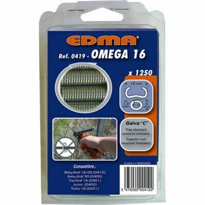 AGRAFES OMEGA 16 - GALVA A - 1250 PIÈCES