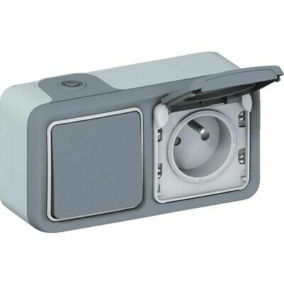 INTERRUPTEUR + PRISE PLEXO GRIS