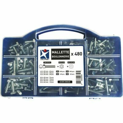COFFRET BOULONNERIE, 480 PIÈCES