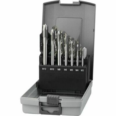 JEU DE 7 TARAUDS MACHINES + 7 FORETS M3-M12