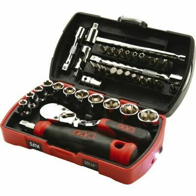 CLIQUET ET DOUILLES 1/4&quot; - COFFRET DE 40 PIÈCES POCKET