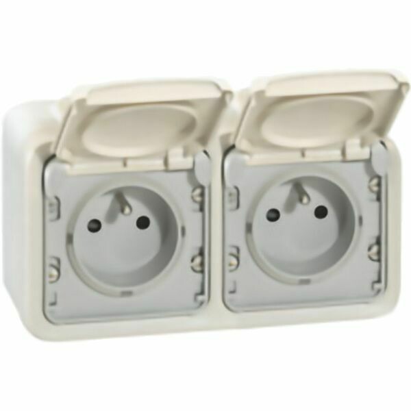 DOUBLE PRISE PLEXO COMPLET 2P+T BLANCHE