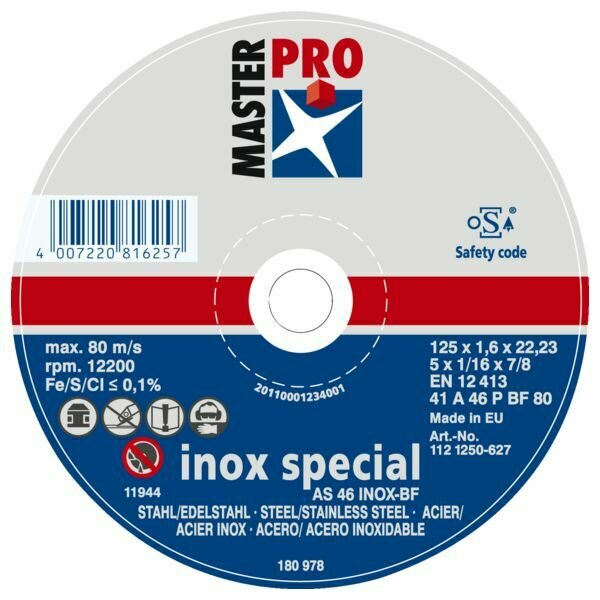 25 DISQUES À TRONÇONNER INOX ET ACIER 125X1.6MM