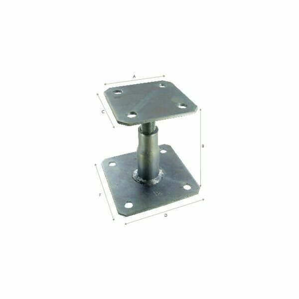 PIED DE POTEAU RÉGLABLE 100 À 150MM ÉLECROZINGUÉ (BOÎTE DE 10)