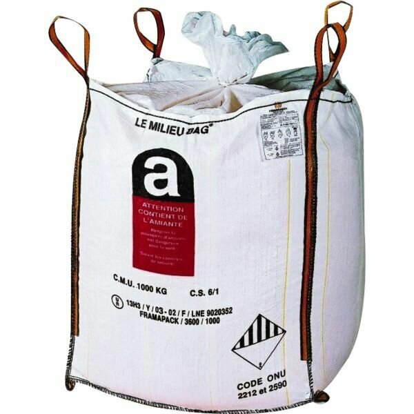 SAC POUR LE STOCKAGE DE L&#39;AMIANTE PULVÉRULENT 910X910X1090MM