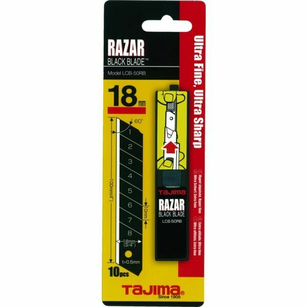 CARTE DE 10 LAMES DE CUTTER RAZAR BLACK - 18MM