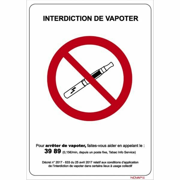 PANNEAU INTERDICTION DE VAPOTER