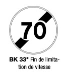 PANNEAU DE SIGNALISATION BK 650MM - FIN LIMITATION DE VITESSE