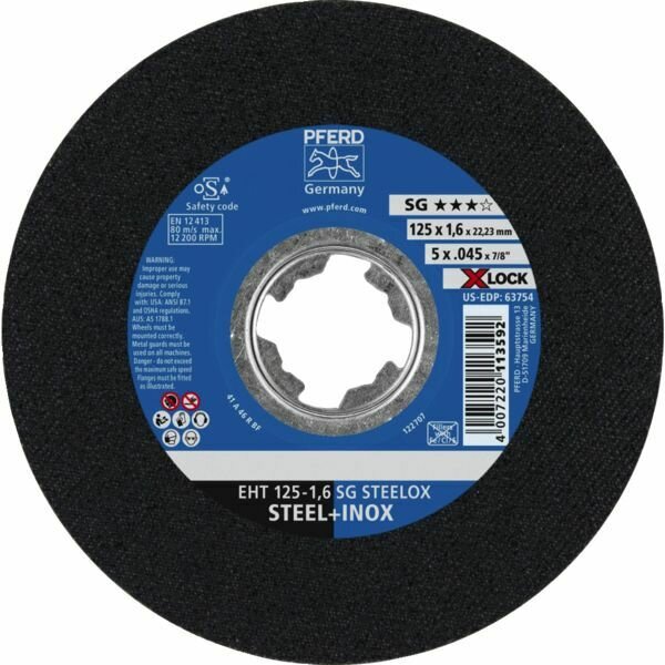 25 DISQUES À TRONÇONNER SG STEELOX X-LOCK - 125X1,6MM