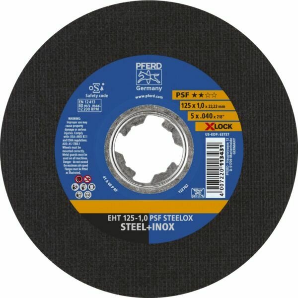 25 DISQUES À TRONÇONNER ACIER PSF X-LOCK - 125X1,6MM