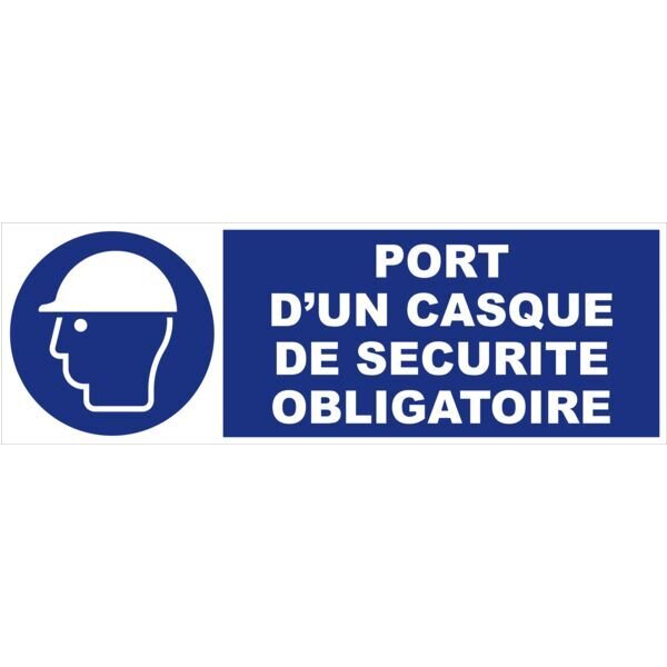 PANNEAU OBLIGATION - PORT OBLIGATOIRE D&#39;UN CASQUE DE SÉCURITÉ